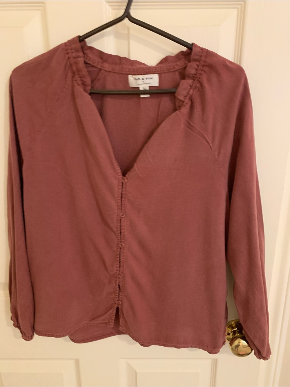 Anthropologie Dusty Rose Button-Front Long Sleeve Shirt